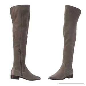 Aldo gray faux suede knee high over the knee flat boots Sz 7.5 low heel